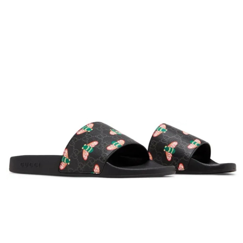 NWT Authentic Gucci GG Supreme H20 Bee Multicolor Slides